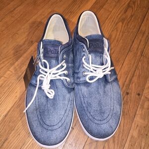 Polo by Ralph Lauren Men's Denim-Style Boat Shoes - Blue with White Laces